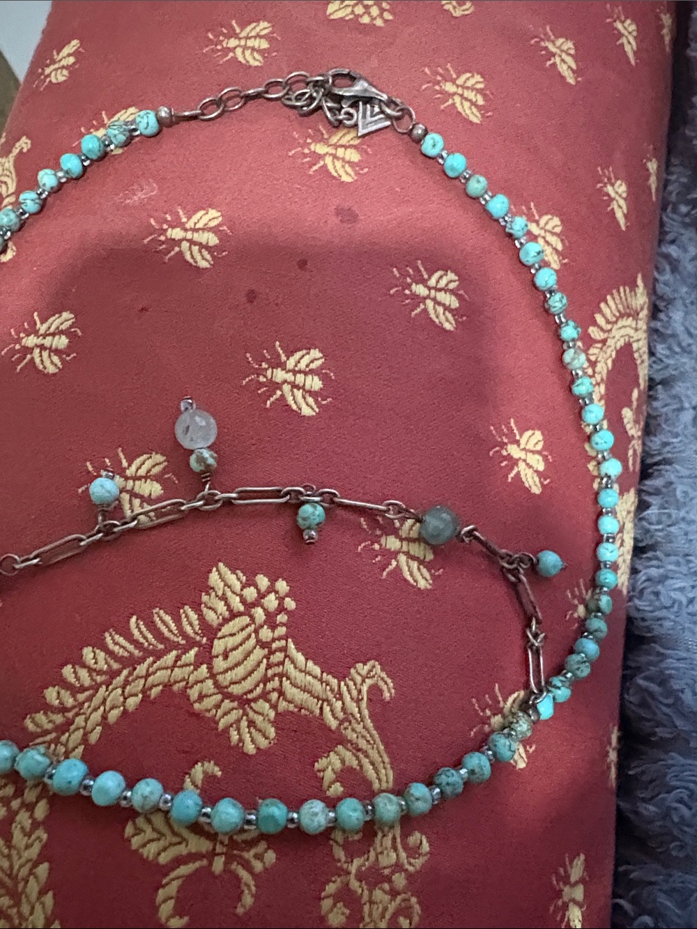 Sterling silver Turquoise Beaded Necklace and Bracelet Set